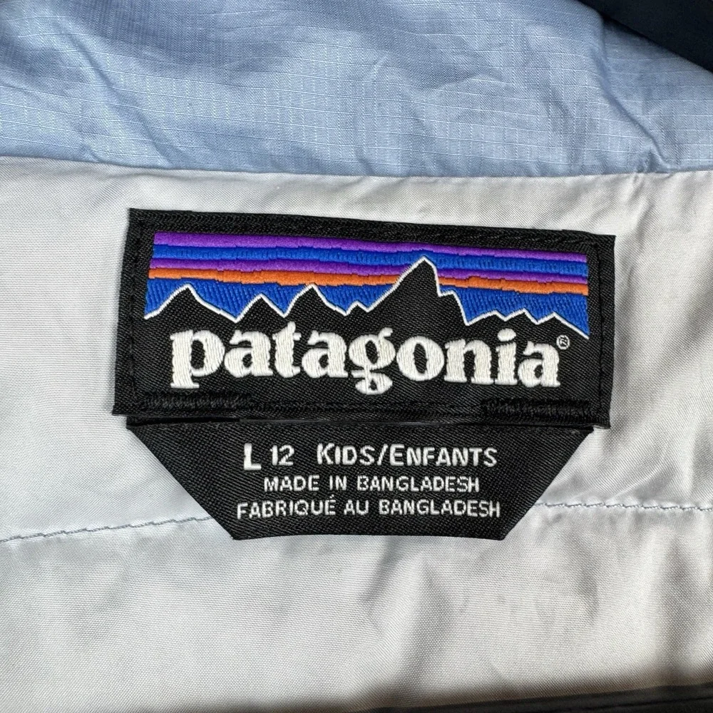 Patagonia Jacket Kids Large 12 Sky Blue Youth Down Sweater‎ Puffer Coat Full Zip